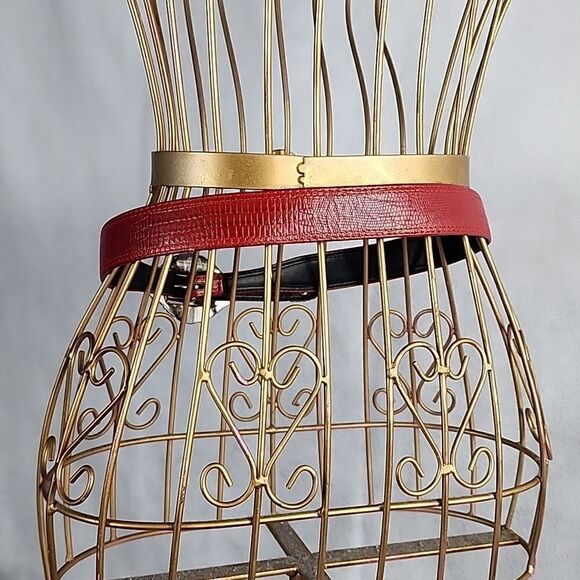 Art Deco Vintage 1987 Liz Claiborne Red Leather Belt - Picture 6 of 15